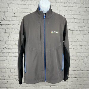Fj Dryjoys NBC Golf Full Zip Lined Gray Collared Windbreaker Size Large L